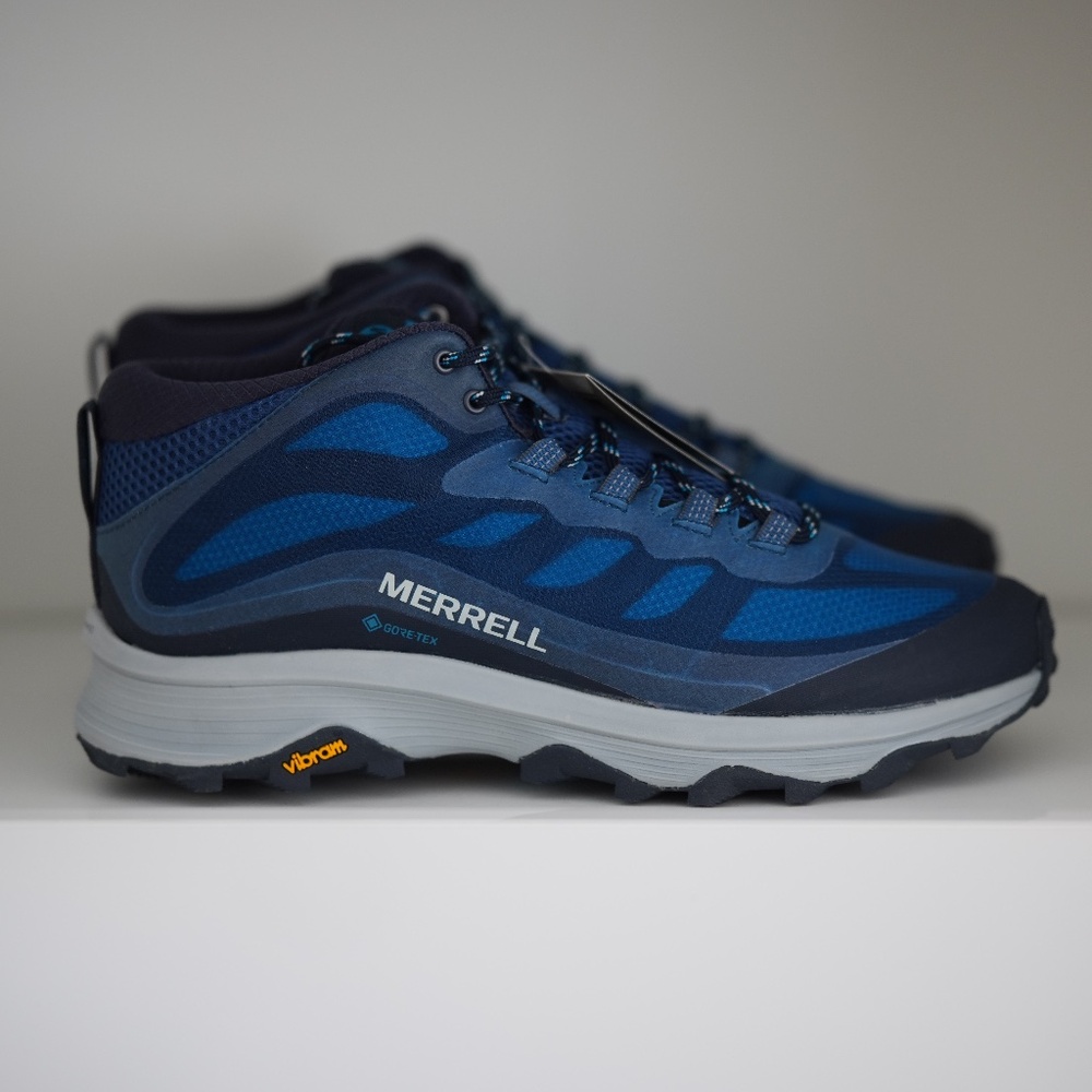 Merrell Mens Moab Speed Mid GTX Navy Marine Blue Hiking Shoes GORE-TEX US 10.5
